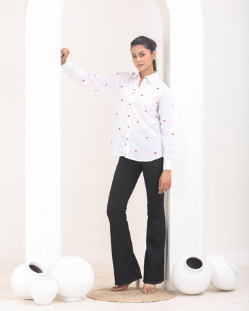 Embroidered Shirt With Hearts